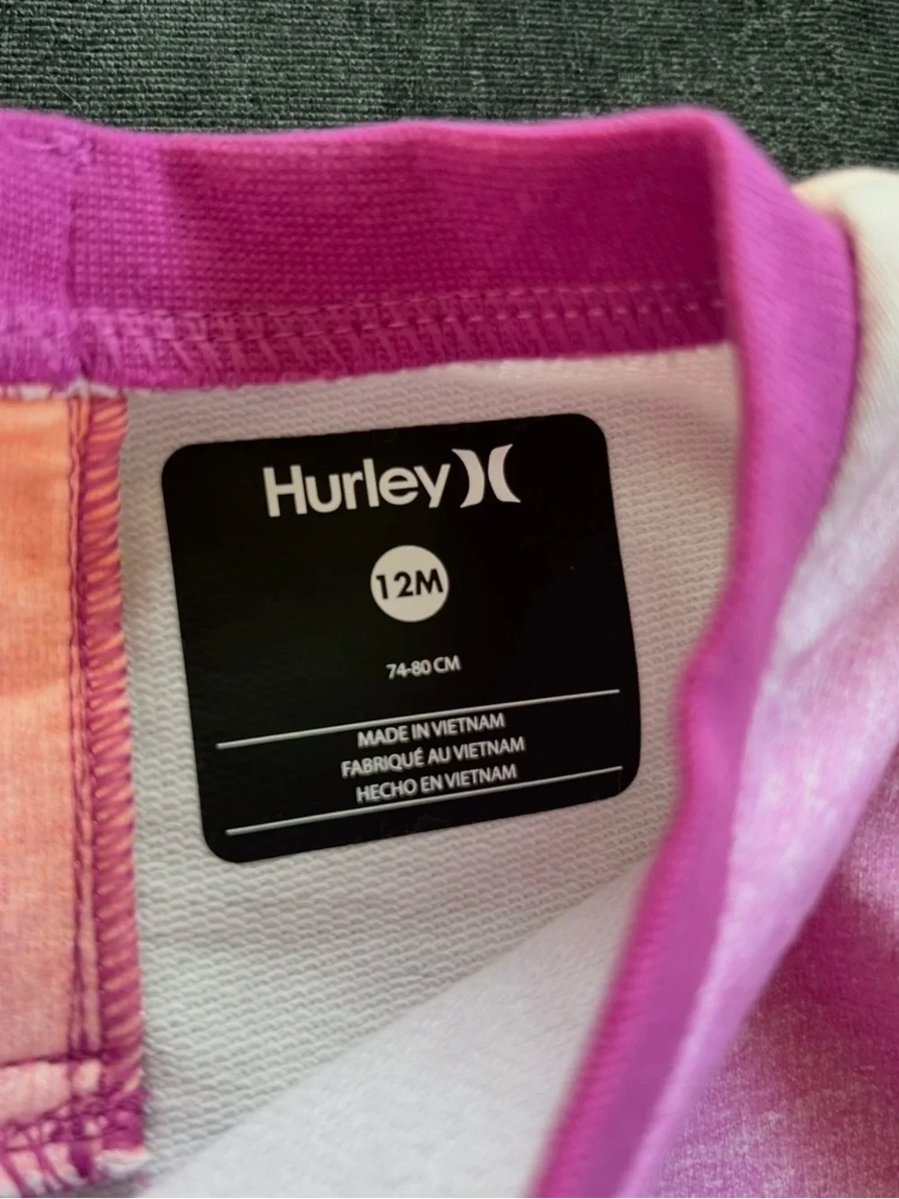 NWT Hurley Baby Girls Tie Dye Long Sleeve One Piece Romper Size 12 Months